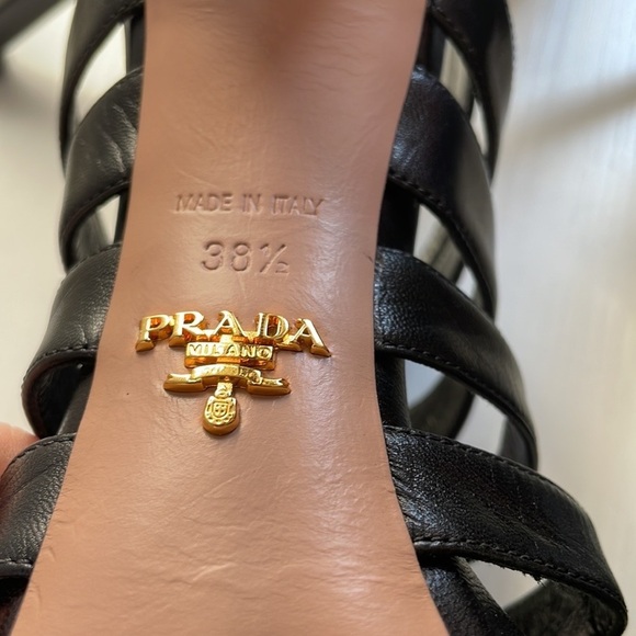 Prada Black Strappy Cage High-Heel Stiletto Platform Sandals - Picture 2 of 9